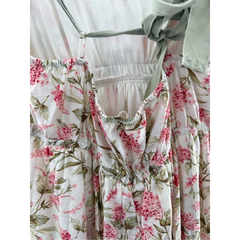 MINE ANTHROPOLOGIE FLORAL LACE TRIM RIBBON STRAP BACK TIE MIDI DRESS SIZE MEDIUM - Picture 11 of 14